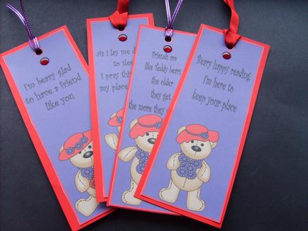 Red Hatter Teddy Book Marks by ANGELA STYLES