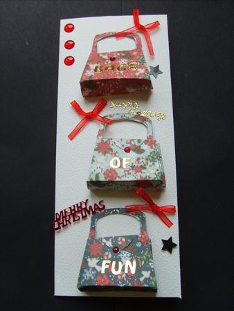 Set of Three Miniature Christmas Jumble 3D Handbag Toppers by ANGELA STYLES