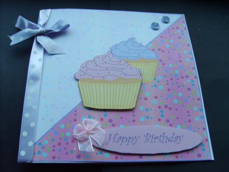 Spotty Cupcake Diagonal Card by ANGELA STYLES