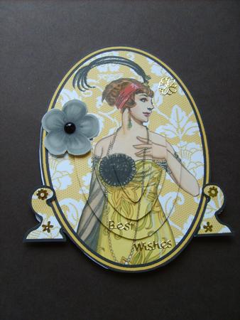 Vintage Beauty Cameo , Wearing a Gorgeous Dress & Feather Hat Plate Card Kit by ANGELA STYLES