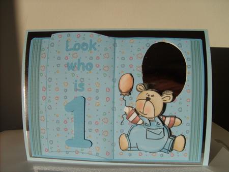 Boys 1st Birthday Open Book Photo Card Sheet by ANGELA STYLES