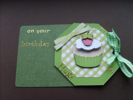 Raspberry Cupcake Tag Shaped Card by ANGELA STYLES