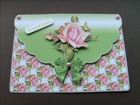 Envelope Style Card with Roses and Bow by ANGELA STYLES