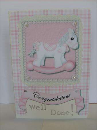 Baby Pink Rocking Horse Quick Card by ANGELA STYLES