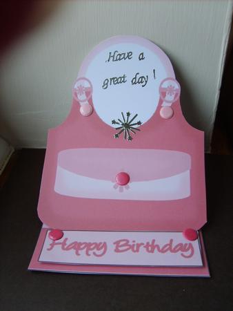 Pink Handbag Easel Card by ANGELA STYLES