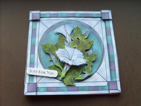 Morning Glory Stained Glass Square Card Decoupage Sheet by ANGELA STYLES