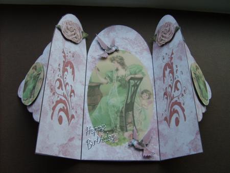 Pretty Vintage Lady with Cherub,trifold by ANGELA STYLES