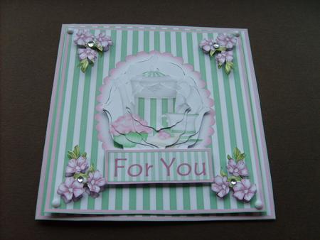 Peppermint Tea - Square Card Front with Oriental Stacker and Decoupage by ANGELA STYLES
