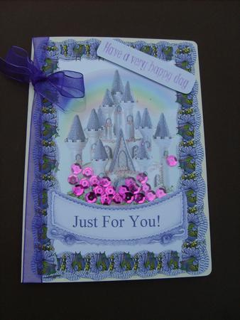 Fairy Castle Shaker Card with Just for You Daisy Frame by ANGELA STYLES
