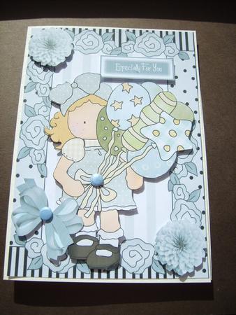 Little Girl All in Blue with Balloons by ANGELA STYLES
