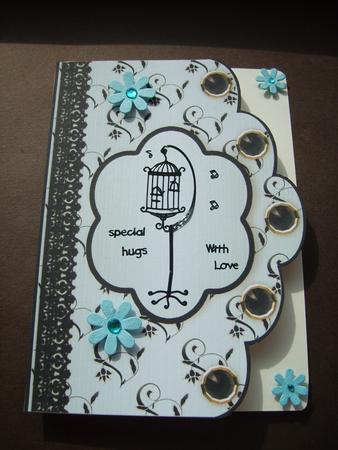 Floral A4 Scallop Edge 'n Lace Card Front - Aqua by ANGELA STYLES