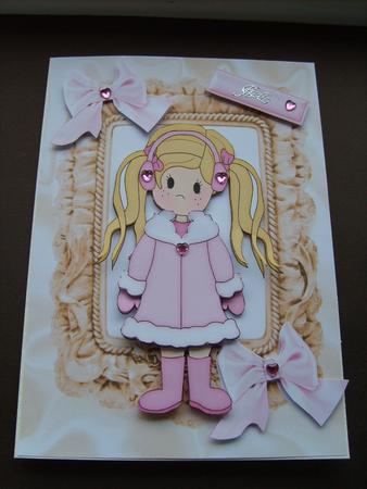 Little Girl in Pink Winter Coat in Frill Frame by ANGELA STYLES