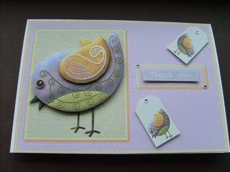 Paisley Bird on Lilac Card Front by ANGELA STYLES
