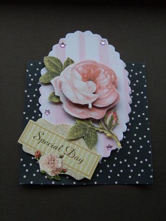 Cottage Rose No Hole Over the Edge Card by ANGELA STYLES