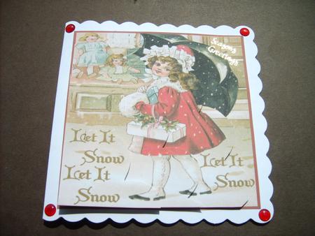 Christmas Vintage Girl in Red Scalloped Edge Topper by ANGELA STYLES