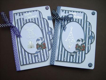 Christmas Stripes 'n Snowflakes in Blue and Purple by ANGELA STYLES