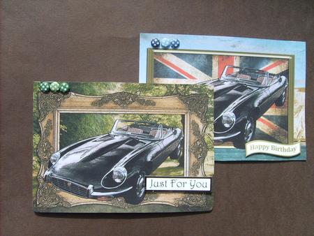 2 Jaguar E Type Quick Card Fronts. by ANGELA STYLES