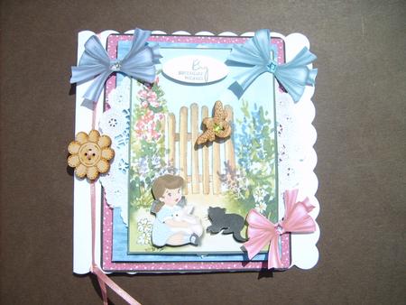 Little Girl and Her Pets by the Garden Gate by ANGELA STYLES