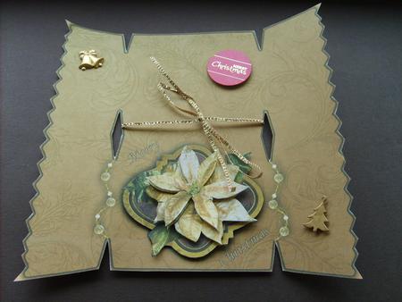Golden Poinsettias Christmas Cracker Shaped Card by ANGELA STYLES