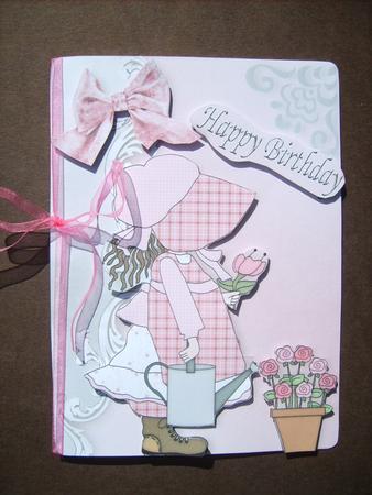 Little Bonnet Girl with Flowers A4 by ANGELA STYLES