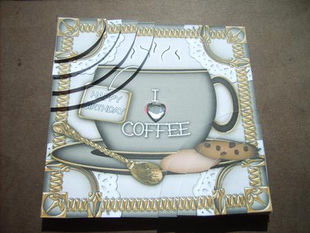 I Love Coffee Birthday Cup 6in Duo Corner Stacker by ANGELA STYLES