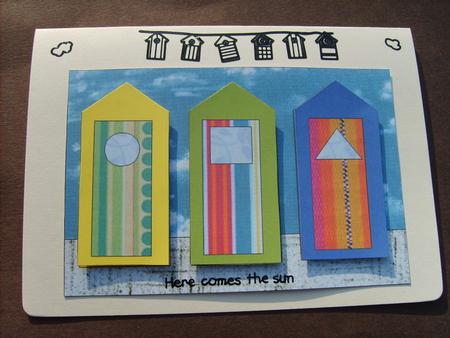 Fabric Art Postcard - Beach Huts by ANGELA STYLES