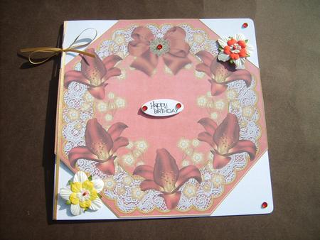 Deep Red Lily Red Lace Octagon 8inch Picture Sheet by ANGELA STYLES