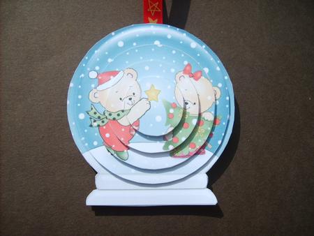 3D Xmas Teddies Xmas Tree Snow Globe Shaped Tree Decoration by ANGELA STYLES
