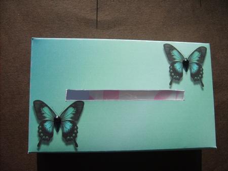 Turquoise Pocket Tissue Box with Butterflies by ANGELA STYLES