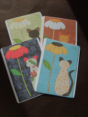 Cat with Daisy Fabric Art Postcard Pattern by ANGELA STYLES
