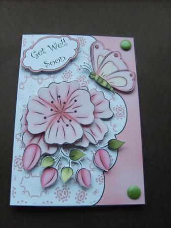 Pink Lace, Flowers and Butterfly by ANGELA STYLES