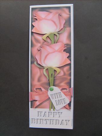 Large Dl Birthday Roses in a Box Quick Card 3D Decoupage by ANGELA STYLES