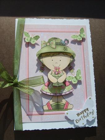 Cute Little Gardening Girl in Pink Frame by ANGELA STYLES