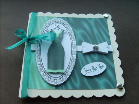 Sophisticated Dress Decoupage Card Front and Insert - Teal by ANGELA STYLES