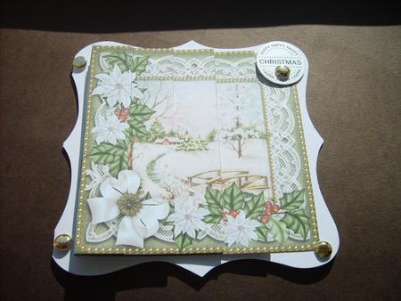 Pretty Snow Scene Green Poinsettia 5in One Side Stacker by ANGELA STYLES