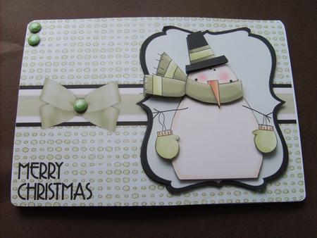 Snuggly Snowman Decoupage Card - Olive by ANGELA STYLES