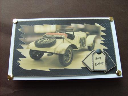 Miniature Vintage Car Male Birthday Card Topper 1 by ANGELA STYLES