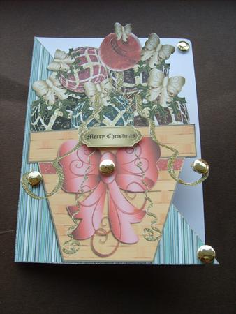 Flower Pot with Christmas Baubles Cut & Fold Card by ANGELA STYLES