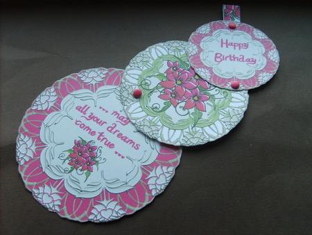 Hot Pink Floral Swivel Trio Card by ANGELA STYLES