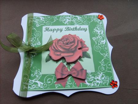 Singel Rose Card Front Birthday by ANGELA STYLES
