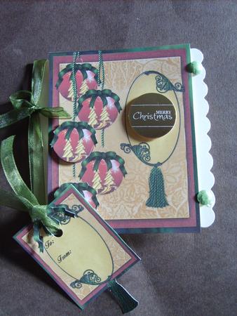 Baubles and Bows Christmas Card Front by ANGELA STYLES