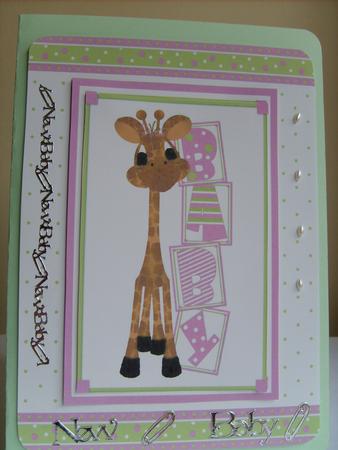 Giraffe Baby Girl - Decoupage Card by ANGELA STYLES
