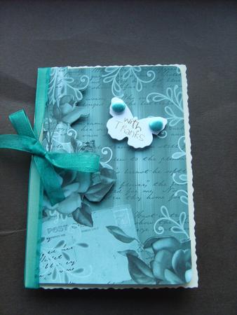 Dusky Teal Painted Rose Postcard A4 Backing Paper by ANGELA STYLES
