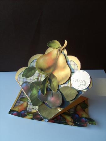 Birthday Diamond Fold Card with Pears by ANGELA STYLES