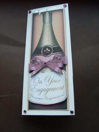 Lge Dl Engagement Champers in a Box Quick Card 3D Decoupage by ANGELA STYLES