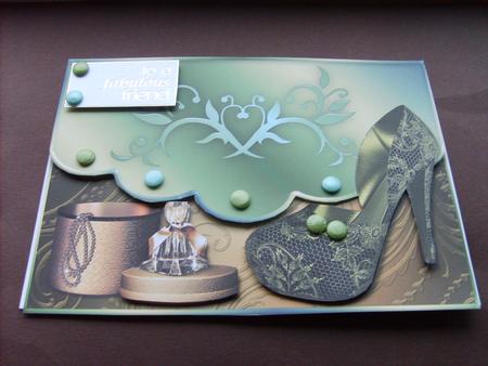 Green and Gold Scalloped Edge Faux Envelope Card by ANGELA STYLES