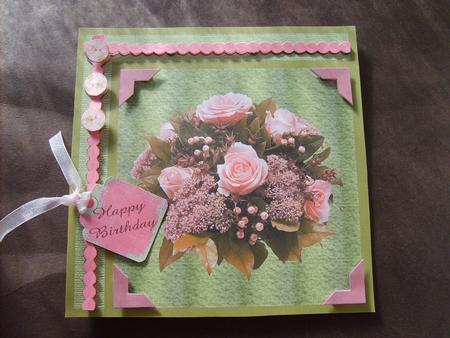Pink Bouquet 8 x 8 Birthday Card by ANGELA STYLES
