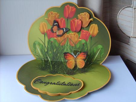 Tulip Field - Orange Yellow - Scalloped Popup Card Kit by ANGELA STYLES