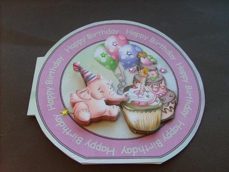 Elephant Fun "happy Birthday" Wordaround Card with Decoupage by ANGELA STYLES