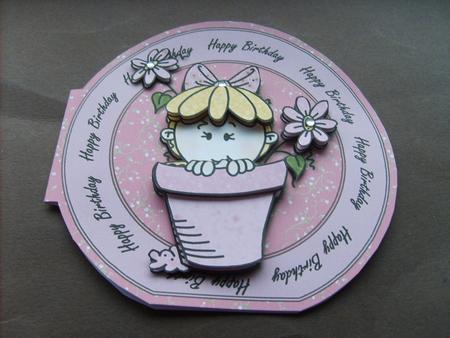 Flowerpot Girl "happy Birthday" Wordaround Card with Decoup by ANGELA STYLES